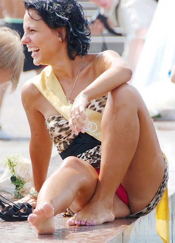 Panties beach couple upskirt